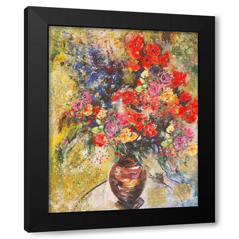 Red And Organge Floral Black Modern Wood Framed Art Print with Double Matting by Wiley, Marta