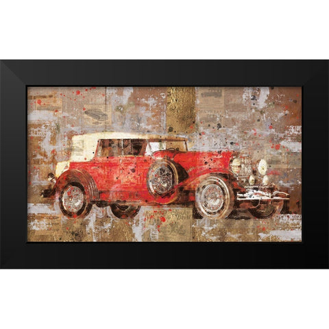 Vintage Red Car Black Modern Wood Framed Art Print by Wiley, Marta