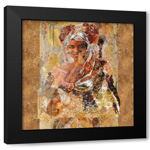 African Gold And Silver Black Modern Wood Framed Art Print by Wiley, Marta