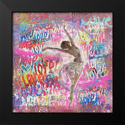 Graffiti Ballerina Black Modern Wood Framed Art Print by Wiley, Marta