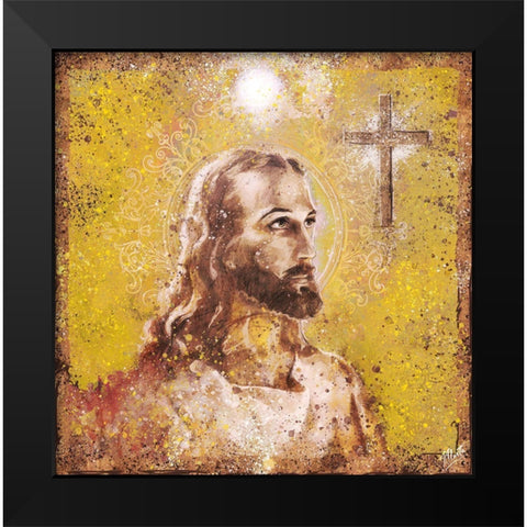 Jesus Rock Star Yellow Black Modern Wood Framed Art Print by Wiley, Marta