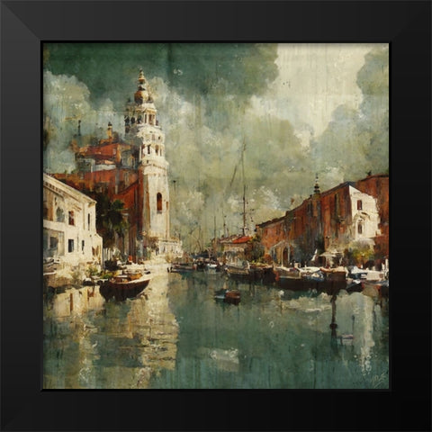 Rainy day in Venice I Black Modern Wood Framed Art Print by Wiley, Marta