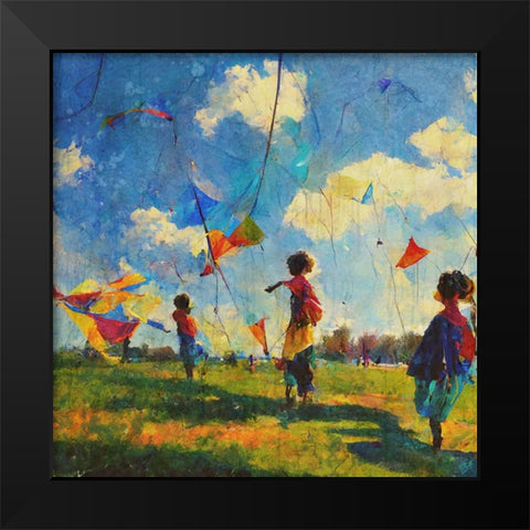 Colorful Kites II Black Modern Wood Framed Art Print by Wiley, Marta
