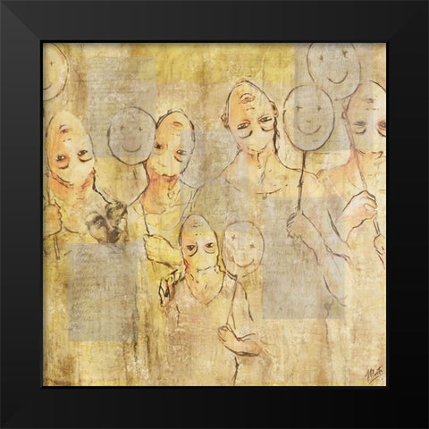 Happy Black Modern Wood Framed Art Print by Wiley, Marta