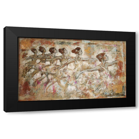 Ballerinas Golden Black Modern Wood Framed Art Print with Double Matting by Wiley, Marta