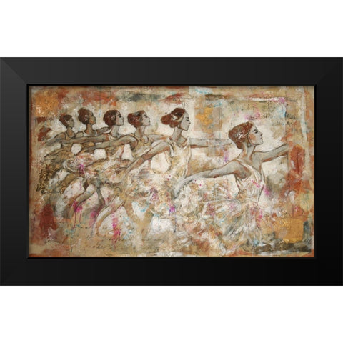 Ballerinas Golden Black Modern Wood Framed Art Print by Wiley, Marta