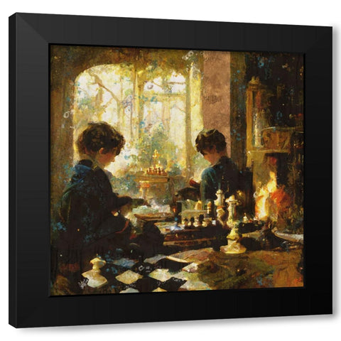 Chess players Oversized Black Modern Wood Framed Art Print by Wiley, Marta