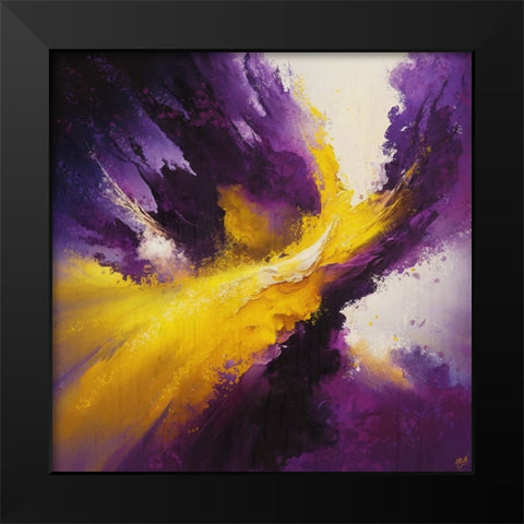 Abstract Yellow Purple Black Modern Wood Framed Art Print by Wiley, Marta