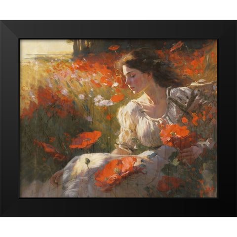 Poppies II Black Modern Wood Framed Art Print by Wiley, Marta