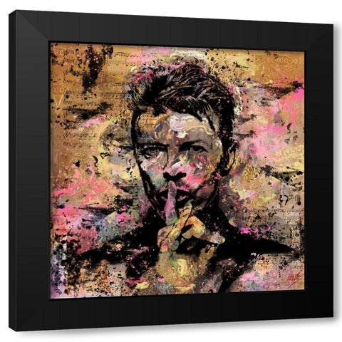 David Bowie I Black Modern Wood Framed Art Print by Wiley, Marta