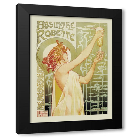 Absinthe Rebette Black Modern Wood Framed Art Print with Double Matting by Livemont, Privat