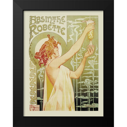 Absinthe Rebette Black Modern Wood Framed Art Print by Livemont, Privat
