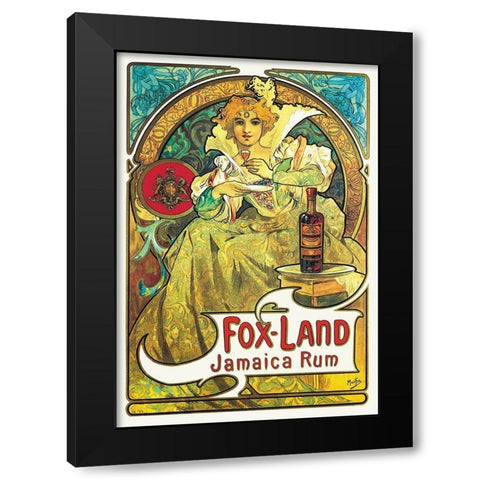 Fox-Land Jamaica Rum, 1897 Black Modern Wood Framed Art Print with Double Matting by Mucha, Alphonse