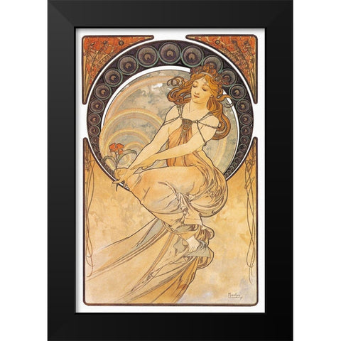 Painting Black Modern Wood Framed Art Print by Mucha, Alphonse