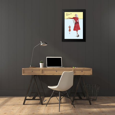 Casual Dress in Red, 1947 Black Modern Wood Framed Art Print by Unknown
