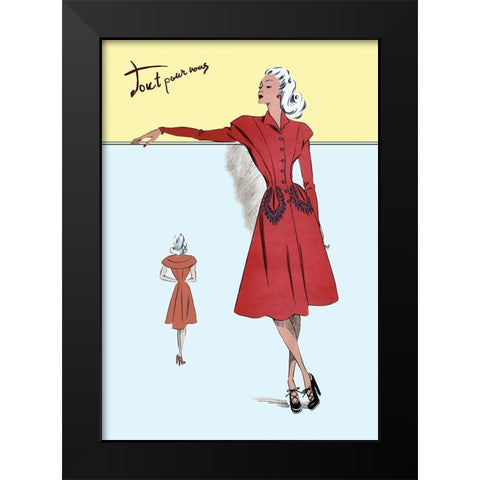 Casual Dress in Red, 1947 Black Modern Wood Framed Art Print by Unknown
