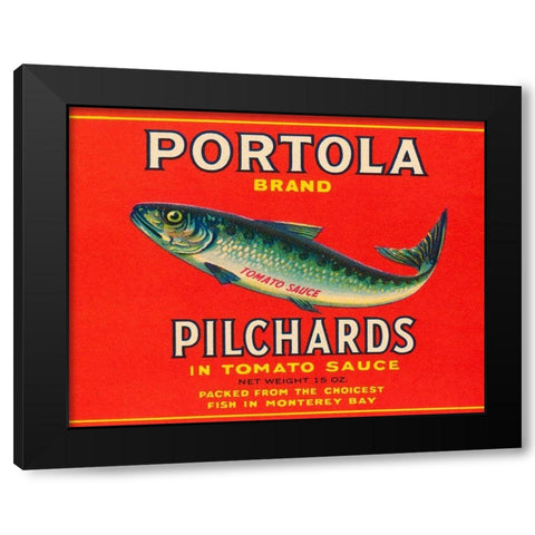 Portola Brand Pilchards Black Modern Wood Framed Art Print with Double Matting by Retrolabel
