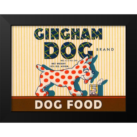 Gingham Dog Black Modern Wood Framed Art Print by Retrolabel