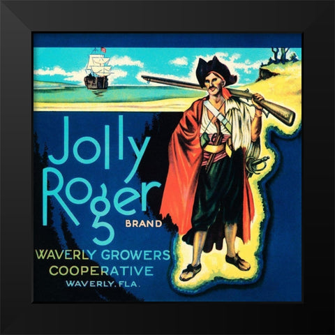 Jolly Roger Brand Black Modern Wood Framed Art Print by Retrolabel