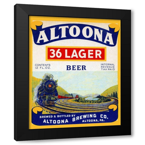 Altoona 36 Lager Beer Black Modern Wood Framed Art Print with Double Matting by Vintage Booze Labels