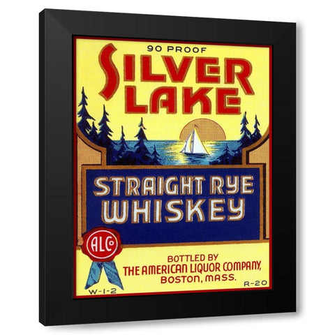 Silver Lake Straight Rye Whiskey Black Modern Wood Framed Art Print with Double Matting by Vintage Booze Labels