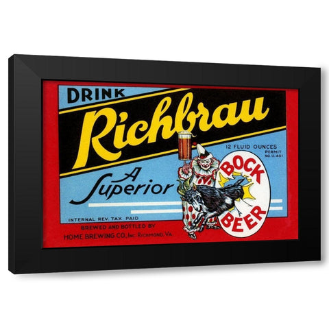 Drink Richbrau Bock Beer Black Modern Wood Framed Art Print with Double Matting by Vintage Booze Labels
