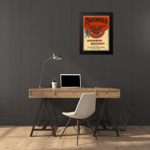 Marshfield Bourbon Whiskey Black Modern Wood Framed Art Print by Vintage Booze Labels