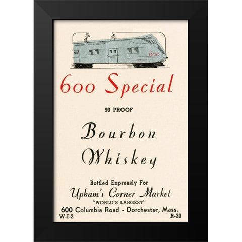 600 Special Bourbon Whiskey Black Modern Wood Framed Art Print by Vintage Booze Labels