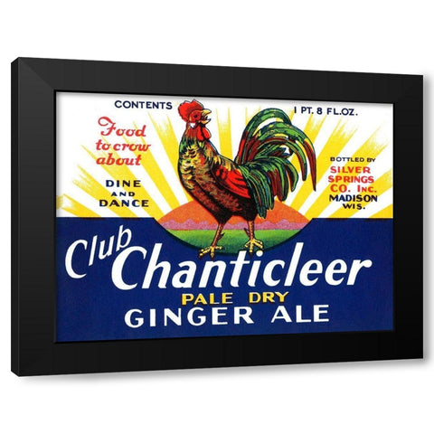 Club Chanticleer Pale Dry Ginger Ale Black Modern Wood Framed Art Print by Vintage Booze Labels