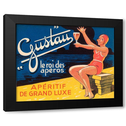 Gustau Aperitif Black Modern Wood Framed Art Print by Vintage Booze Labels
