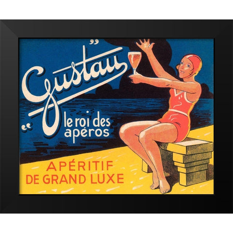 Gustau Aperitif Black Modern Wood Framed Art Print by Vintage Booze Labels
