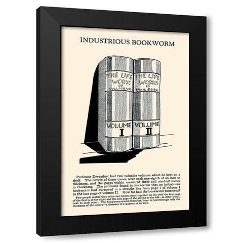 Industrious Bookworm Black Modern Wood Framed Art Print by Retromagic