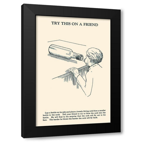 Try This on a Friend - Corked Black Modern Wood Framed Art Print by Retromagic