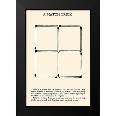 A Match Trick Black Modern Wood Framed Art Print by Retromagic
