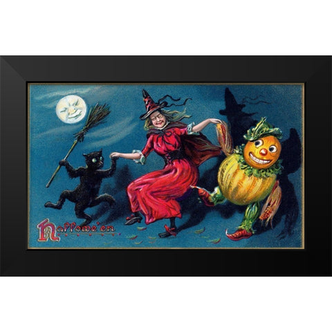 Halloween Black Modern Wood Framed Art Print by Halloween