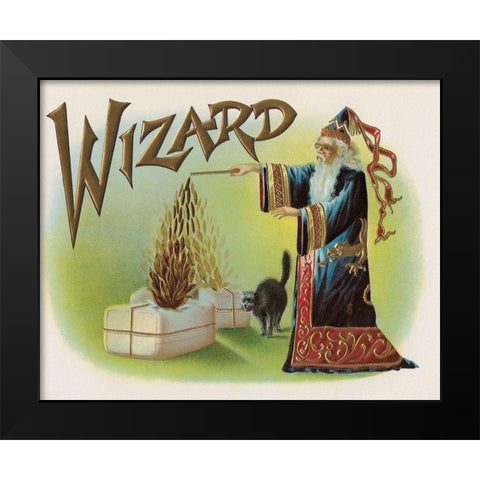 Wizard Black Modern Wood Framed Art Print by Halloween