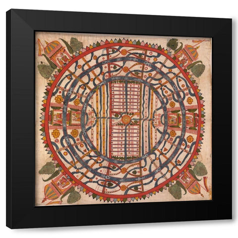 Manuyaloka, map of the world of man, according to Jain cosmological traditions Black Modern Wood Framed Art Print with Double Matting by Unknown