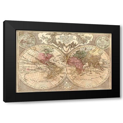 World Map Prepared for then French King Black Modern Wood Framed Art Print by de Lisle, Guillaume