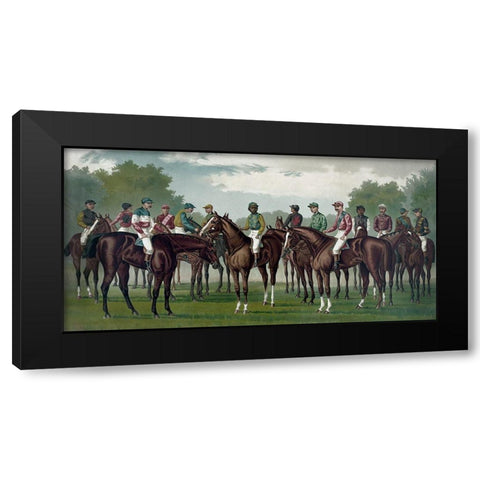 Celebrated winning horses and jockeys of the American turf Black Modern Wood Framed Art Print by Currier and Ives
