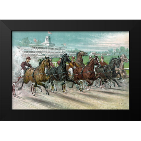 A Dash for the Pole Black Modern Wood Framed Art Print by Currier and Ives