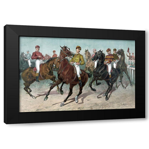 Eager for the race Black Modern Wood Framed Art Print with Double Matting by Currier and Ives