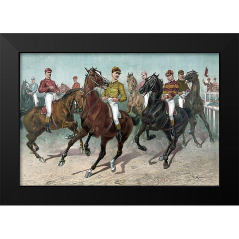 Eager for the race Black Modern Wood Framed Art Print by Currier and Ives