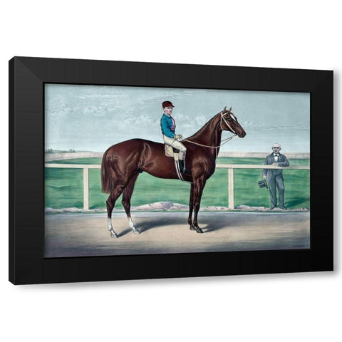 Ready for the signal Black Modern Wood Framed Art Print by Currier and Ives