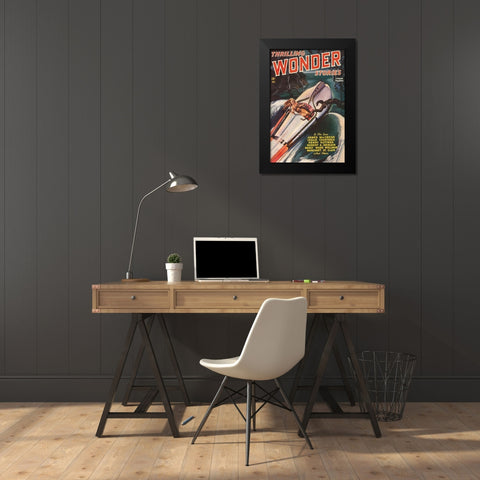 Thrilling Wonder Stories: Sheena and the X Machine Black Modern Wood Framed Art Print by Retrosci-fi
