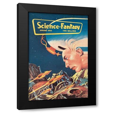 Science-Fantasy: Leader of the Mind Control Legion Black Modern Wood Framed Art Print with Double Matting by Retrosci-fi