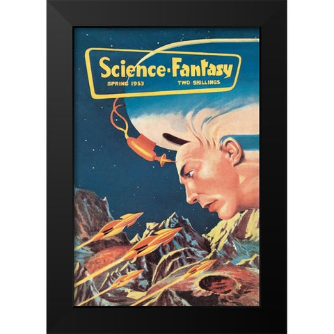 Science-Fantasy: Leader of the Mind Control Legion Black Modern Wood Framed Art Print by Retrosci-fi