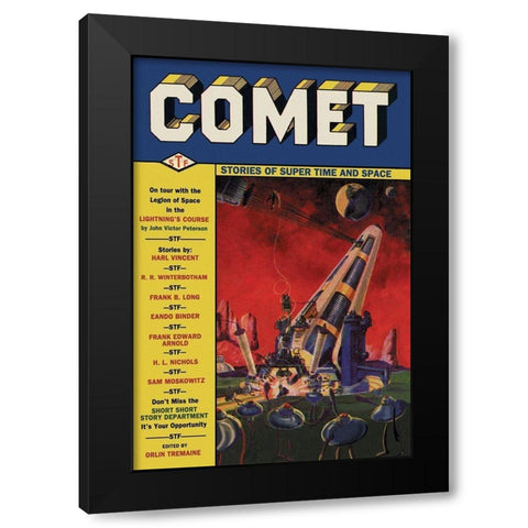 Comet: Giant Space Gun Black Modern Wood Framed Art Print with Double Matting by Retrosci-fi