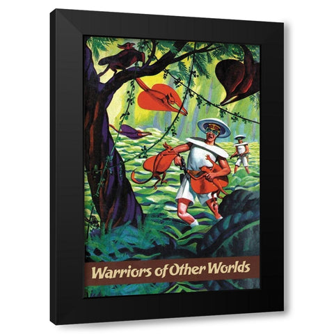 Warriors of Other Worlds Black Modern Wood Framed Art Print with Double Matting by Retrosci-fi