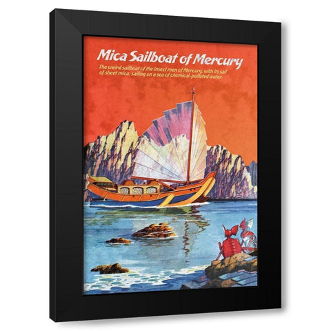 Mica Sailboat of Mercury Black Modern Wood Framed Art Print with Double Matting by Retrosci-fi