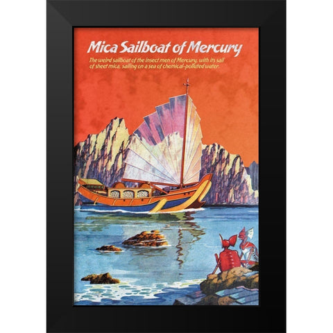 Mica Sailboat of Mercury Black Modern Wood Framed Art Print by Retrosci-fi